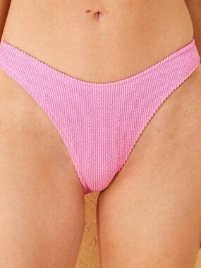 NWT Wild Fable Textured Low-Rise Extra High Leg Extra Cheeky Bikini Bottom Pink